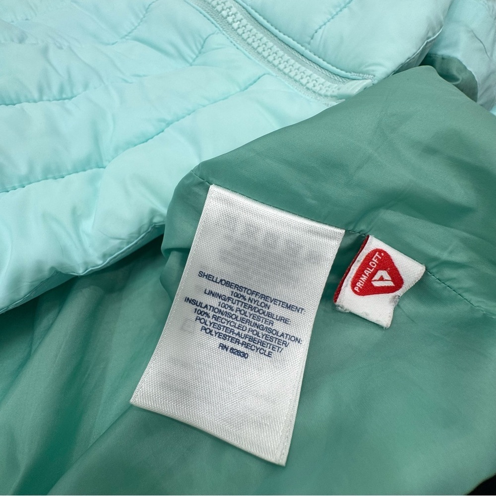Lands End Girls blue green Primaloft Puffer Coat Jacket Full Zip Sz 10/12 - Picture 5 of 5
